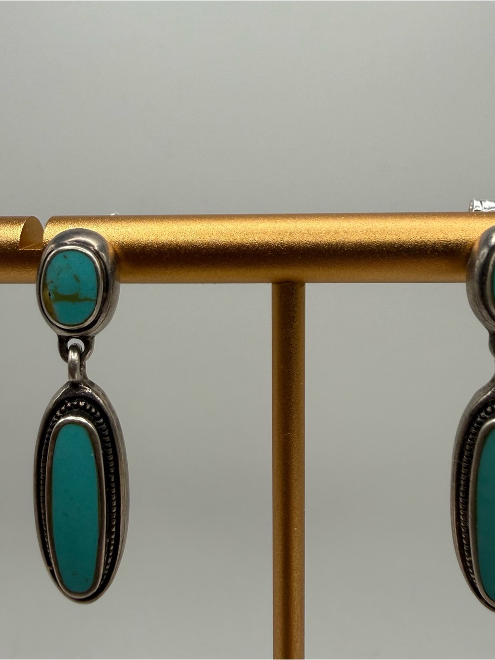 Vintage 925 Sterling Silver Turquoise Double Dangle Earrings Southwestern